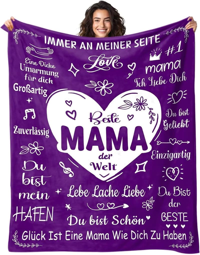 Kuscheldecke für Mama – Geburtstagsgeschenk von Tochter und Sohn