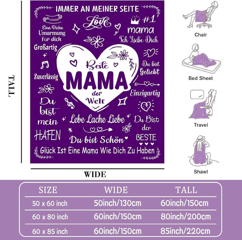 Kuscheldecke für Mama – Geburtstagsgeschenk von Tochter und Sohn