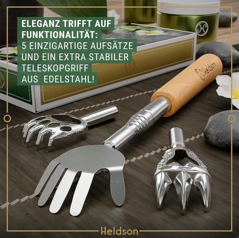 Extra stabiler Rückenkratzer aus Holz mit Teleskopfunktion – Geschenk für Senioren