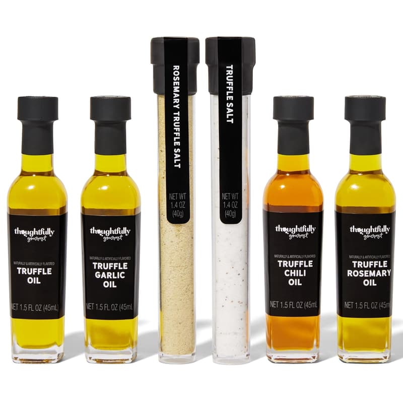 Gourmet-Trüffelsalz- und Olivenöl-Geschenkset für Feinschmecker, 6-teilig