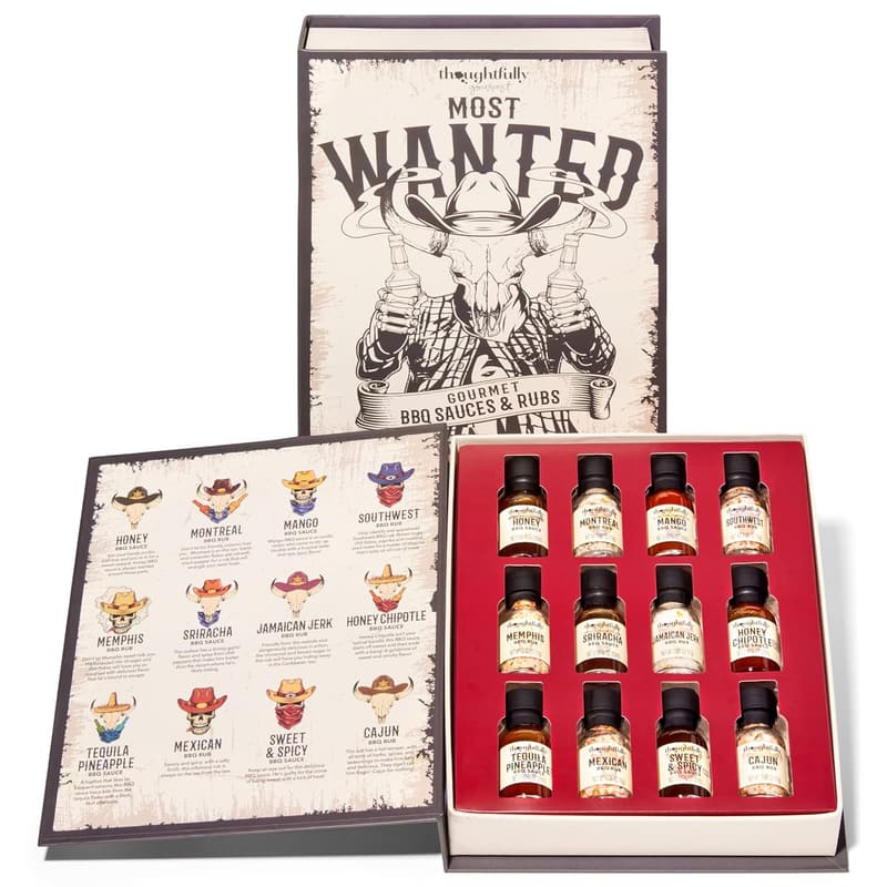 BBQ Grill-Set mit 6 Saucen & 6 Rubs – Geschenkbox, 12er Set