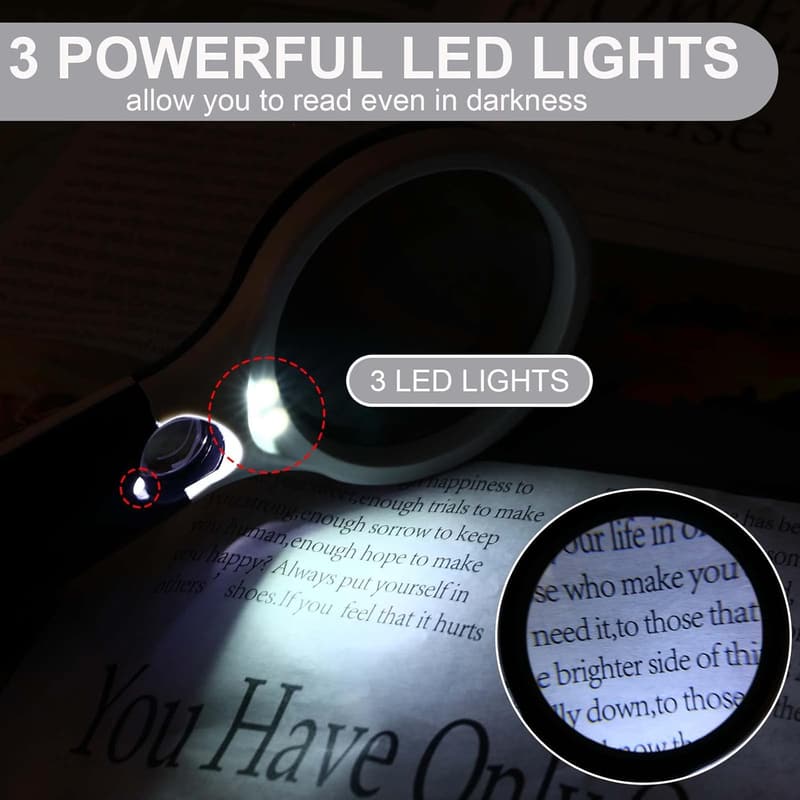 Leselupe mit Licht, 10X 30X Doppellinse für Senioren