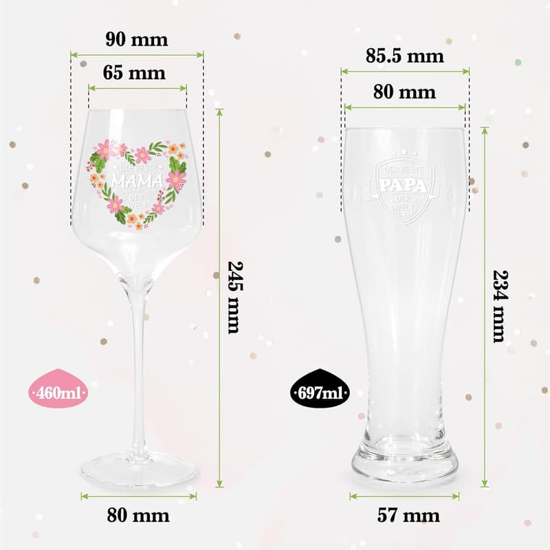 Personalisierte Weingläser Set für Eltern – Geschenk zum Vatertag und Muttertag
