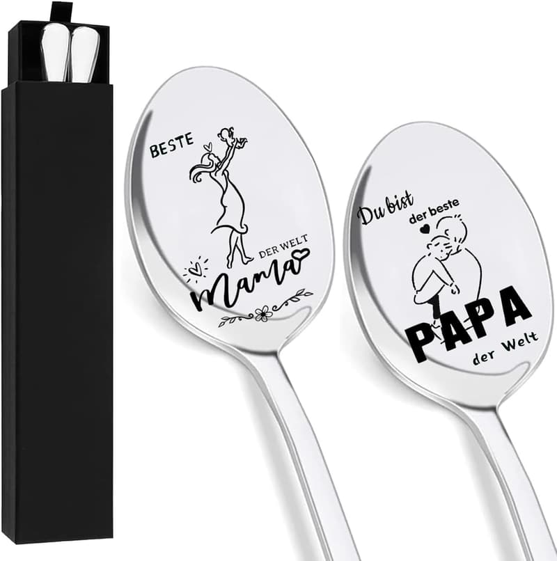 Personalisierte Kaffeelöffel für Mama und Papa - Muttertags- und Vatertagsgeschenk