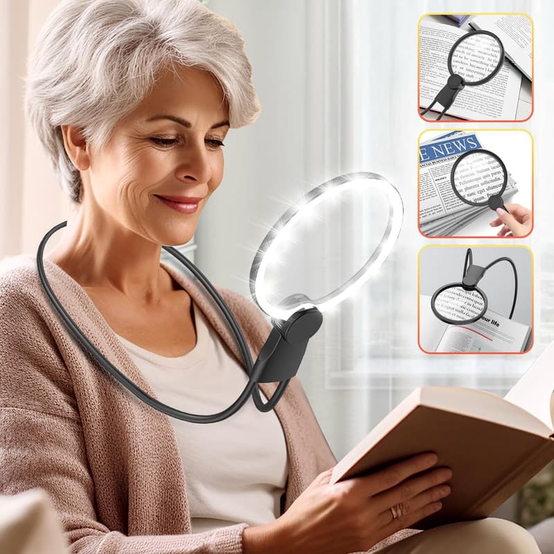 Leselupe mit Licht, 5X, 5,1 Zoll – ideal für Senioren, inkl. Ständer