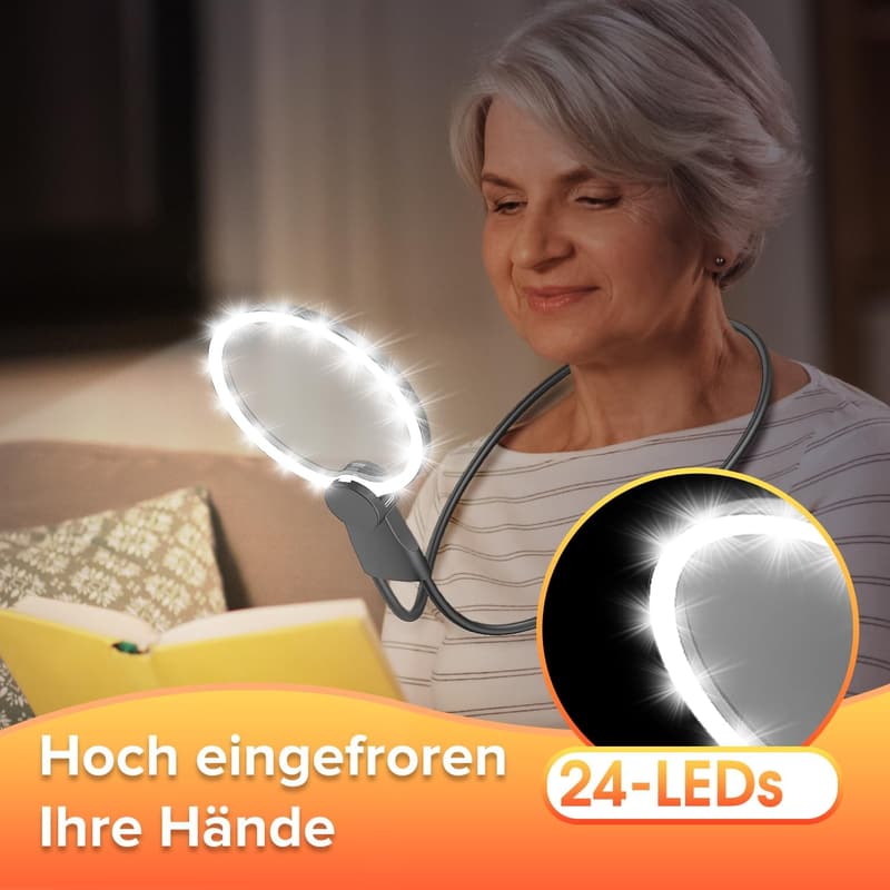 Leselupe mit Licht, 5X, 5,1 Zoll – ideal für Senioren, inkl. Ständer