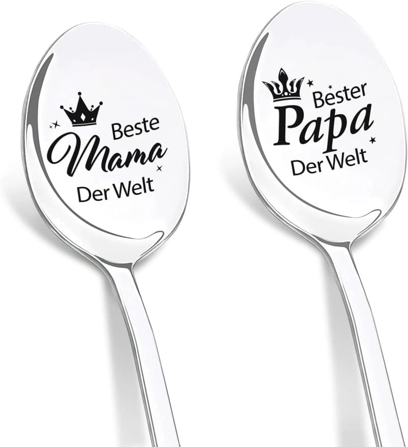 Gravierte Kaffeelöffel für Papa – Vatertagsgeschenk, 2 Stück