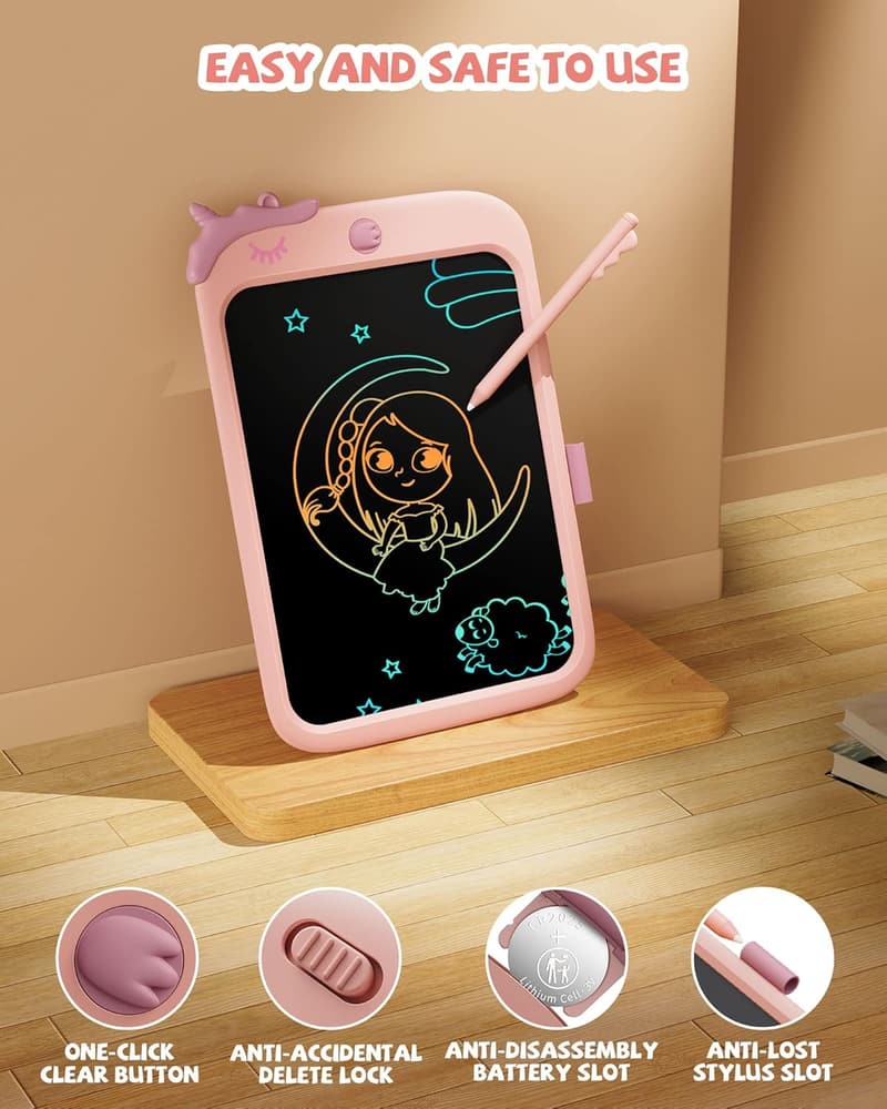 LCD-Schreibblock 10 Zoll – Elektronisches Graffiti-Brett in Rosa für Kinder und Erwachsene