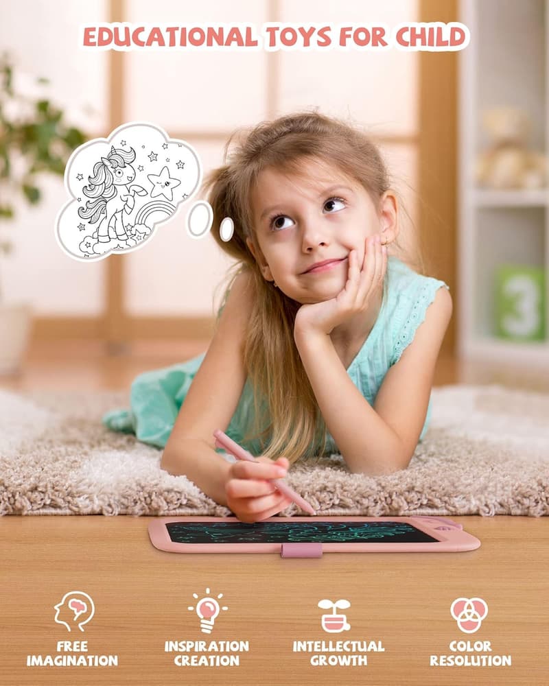 LCD-Schreibblock 10 Zoll – Elektronisches Graffiti-Brett in Rosa für Kinder und Erwachsene
