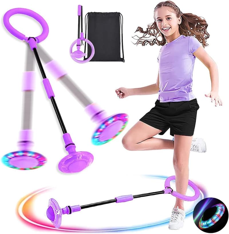 Blinkender Springring mit Lichtrad für Kinder – Faltbarer Jumper (Lila)