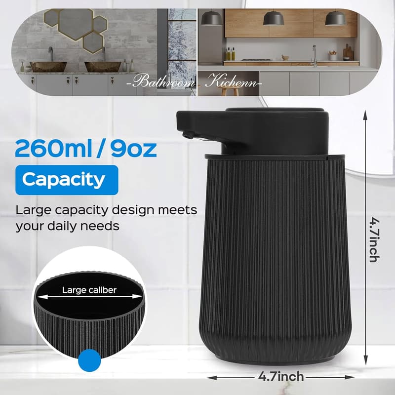 Automatischer Seifenspender 260ml, berührungslos, Schwarz, USB-Aufladung