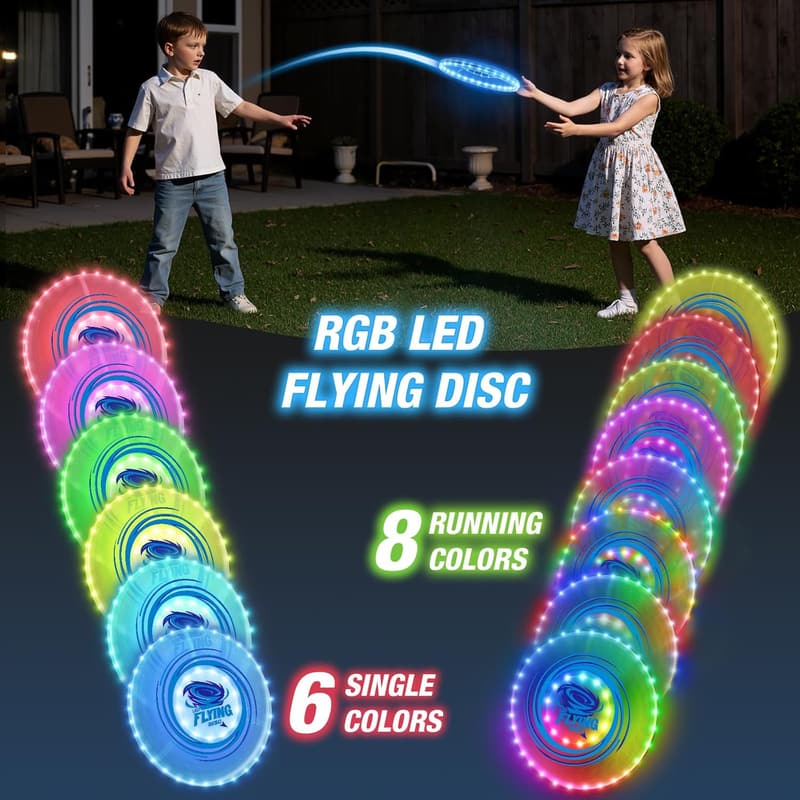 LED Frisbee für Kinder, 45 LEDs, wiederaufladbar, 14 Beleuchtungsmodi