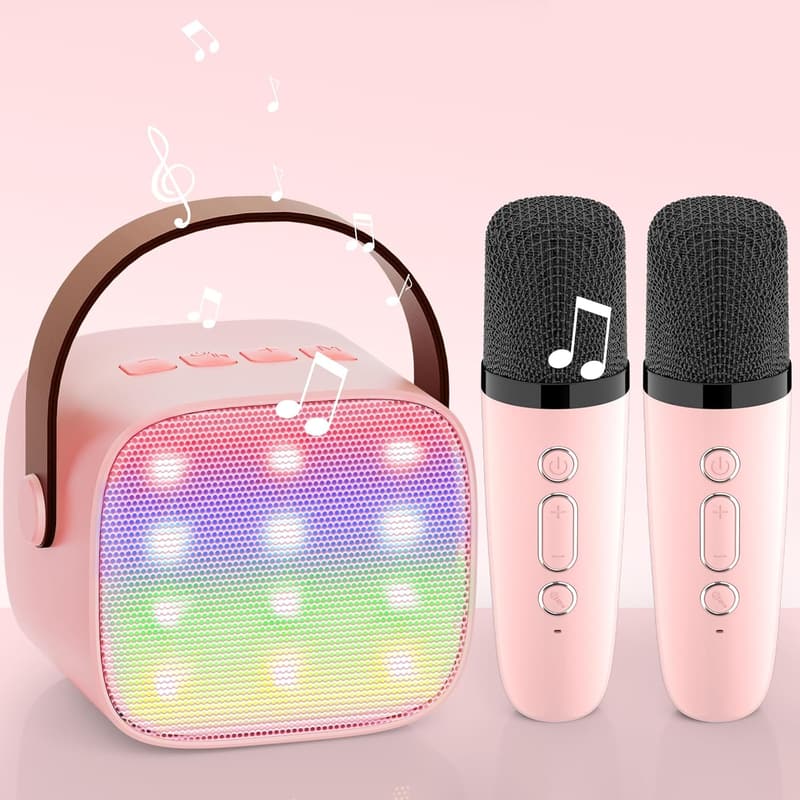 Karaoke Maschine für Kinder mit 2 Mikrofonen - Bluetooth Lautsprecher