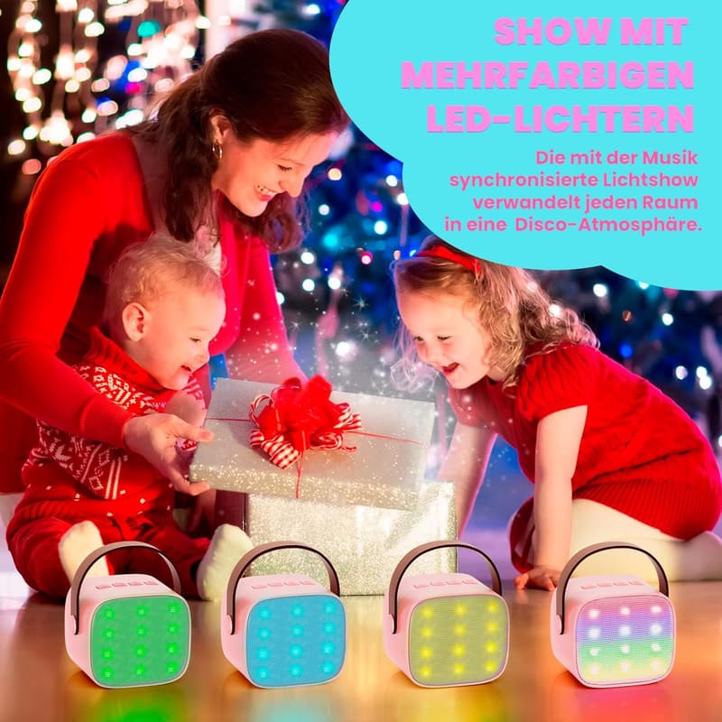 Karaoke Maschine für Kinder mit 2 Mikrofonen - Bluetooth Lautsprecher