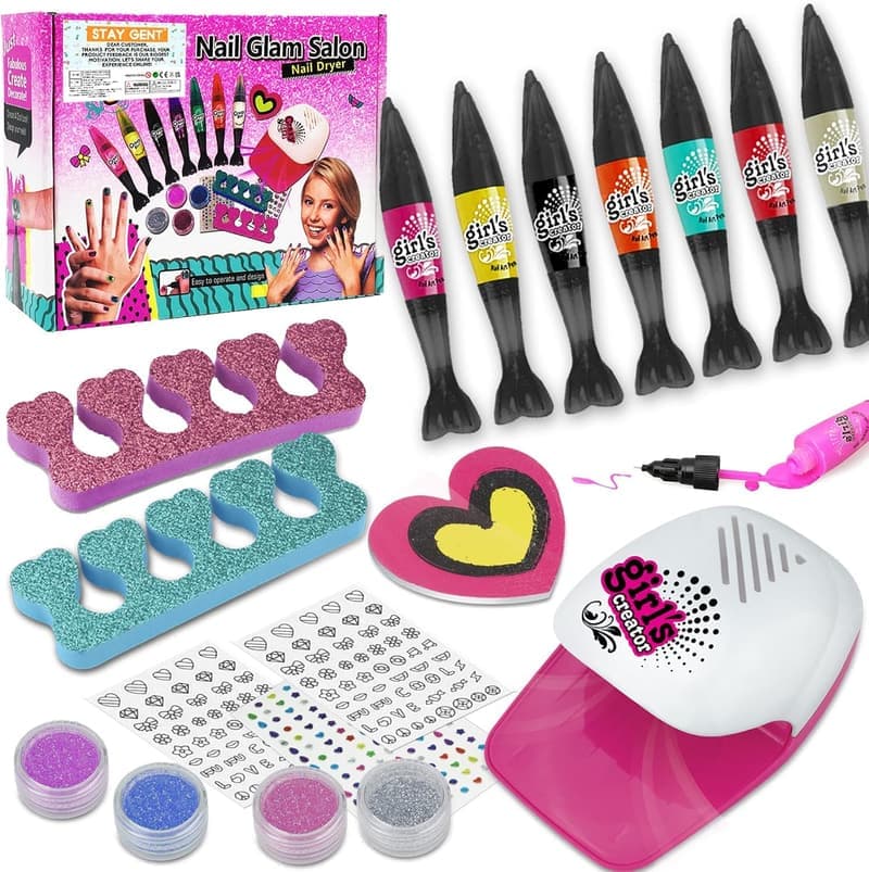 Kinder-Make-up-Set mit Nageltrockner, 18-teilig, für Mädchen 3-12 Jahre