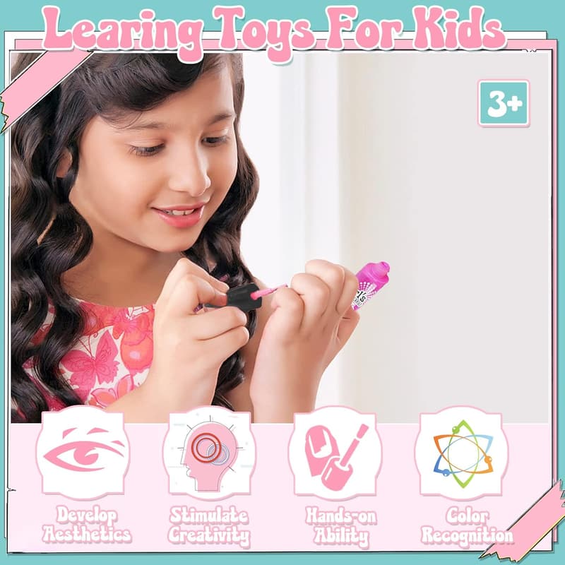 Kinder-Make-up-Set mit Nageltrockner, 18-teilig, für Mädchen 3-12 Jahre