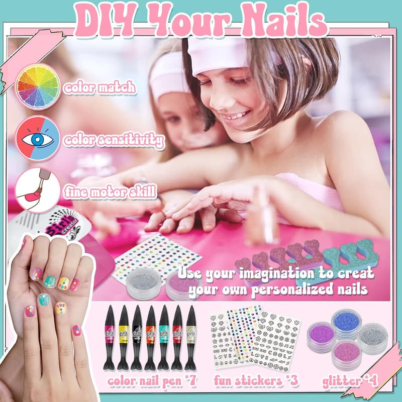 Kinder-Make-up-Set mit Nageltrockner, 18-teilig, für Mädchen 3-12 Jahre