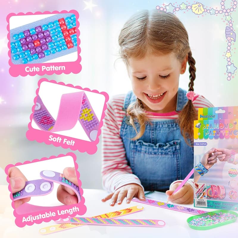 DIY Einhorn Diamond Painting Armbänder für Mädchen, 9 Stück, 6-10 Jahre