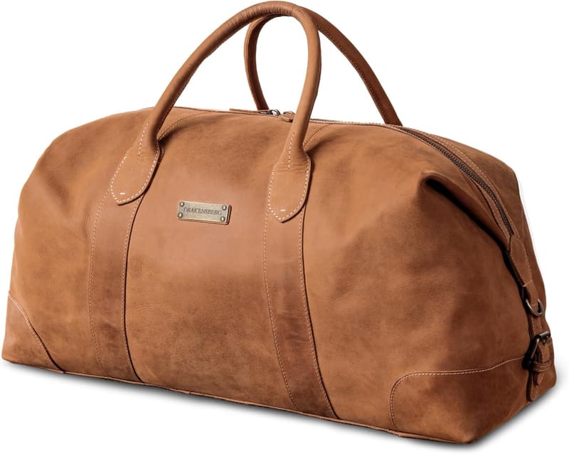 Vintage Leder Weekender 'David' (L) 60L für Herren und Damen - Cognac-Braun