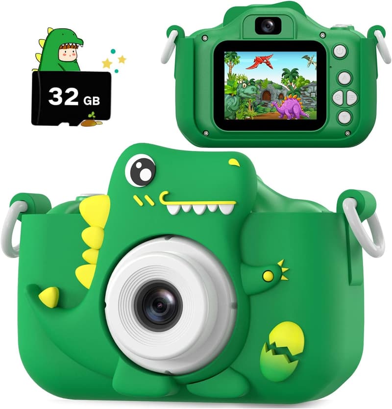 Dinosaurier Selfie-Kamera für Kinder, 32 GB, HD 1080p