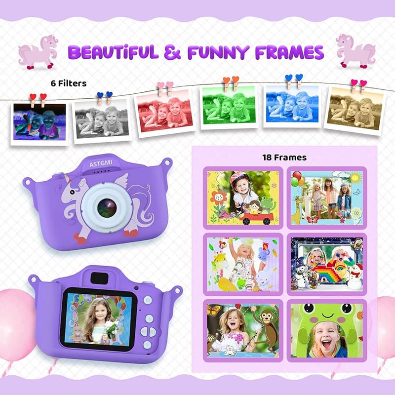 Kindergartenkamera 1080P HD - Geschenk für Kinder 3-11 Jahre - Violett