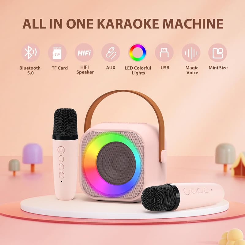 Karaoke Maschine für Kinder mit 2 Mikrofonen – Geschenk für Mädchen 3-12 Jahre