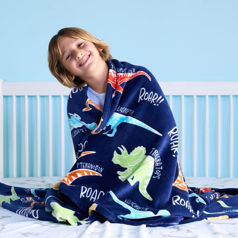 Leuchtende Dinosaurier-Kuscheldecke für Kinder (50