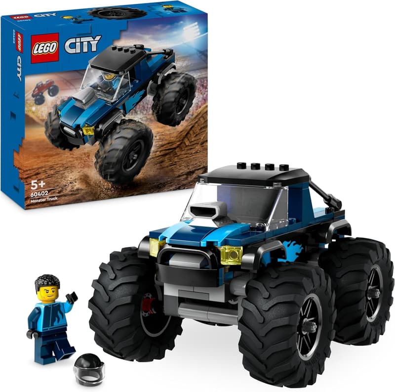 LEGO City Blauer Monstertruck mit Rennfahrer-Minifigur, Spielzeug ab 5 Jahren