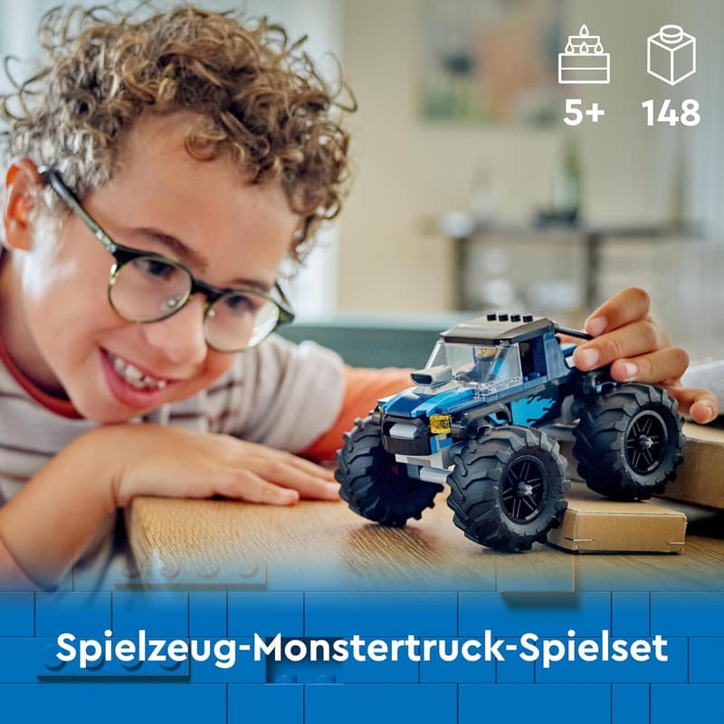 LEGO City Blauer Monstertruck mit Rennfahrer-Minifigur, Spielzeug ab 5 Jahren