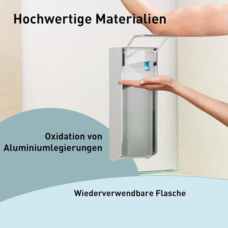 Eurospender für Desinfektionsmittel und Handseifen, 500ML, Wandmontage aus Aluminium