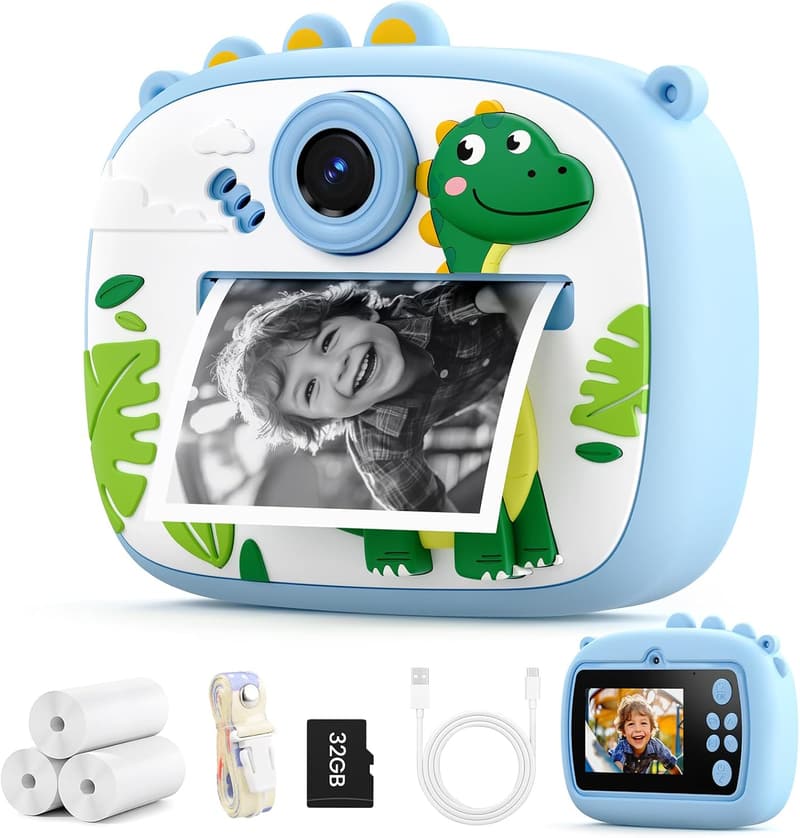 Sofortbildkamera für Kinder mit Musik und 1080P Dualkamera