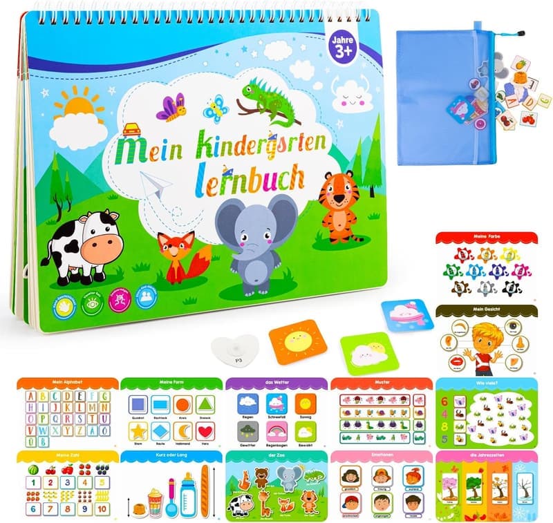 Montessori Quiet Book für Kinder ab 3 Jahren mit 12 Aktivitäten