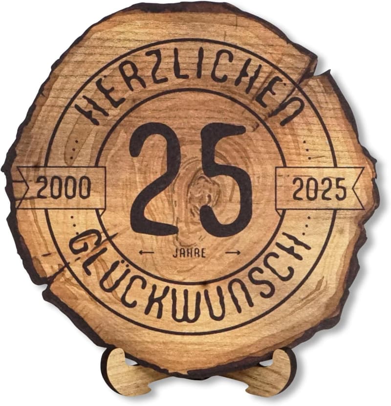 25 Jahre Jubiläum Holzscheibe 20cm – Geschenk zum Geburtstag