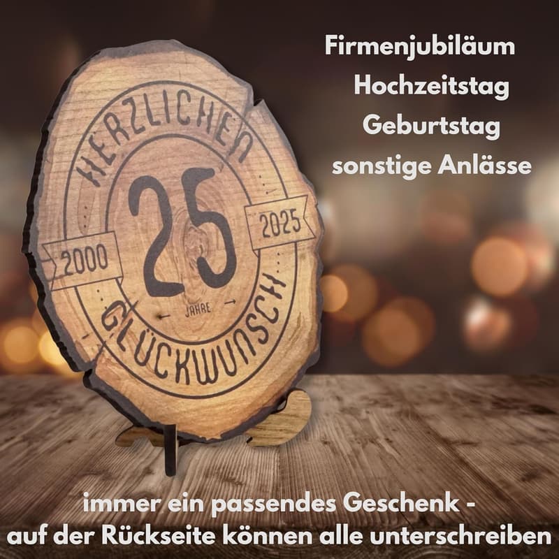 25 Jahre Jubiläum Holzscheibe 20cm – Geschenk zum Geburtstag