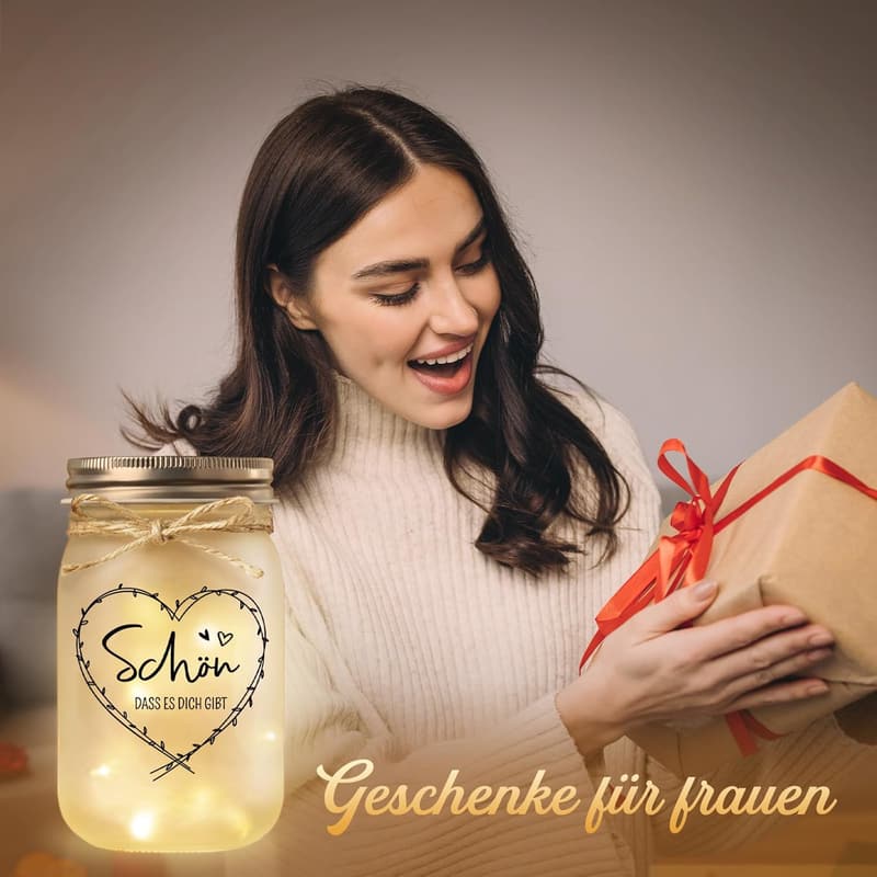 Personalisierte Mason Jar Nachtlichter für Frauen - Geburtstagsgeschenk