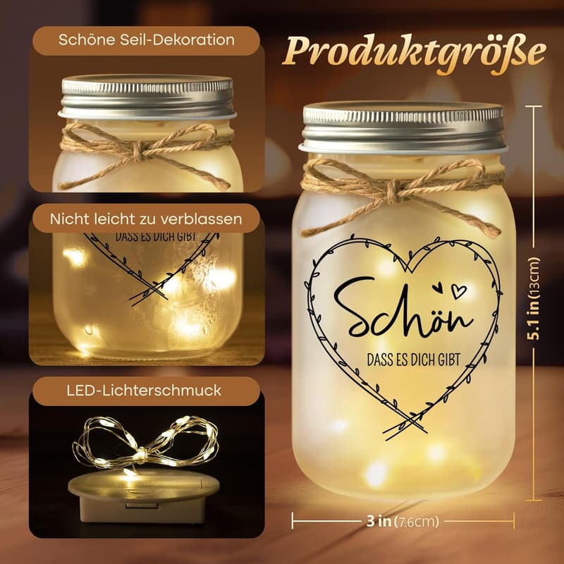 Personalisierte Mason Jar Nachtlichter für Frauen - Geburtstagsgeschenk