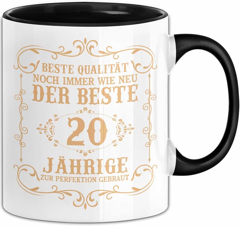20. Geburtstag Geschenk für Männer - Personalisiertes schwarzes T-Shirt