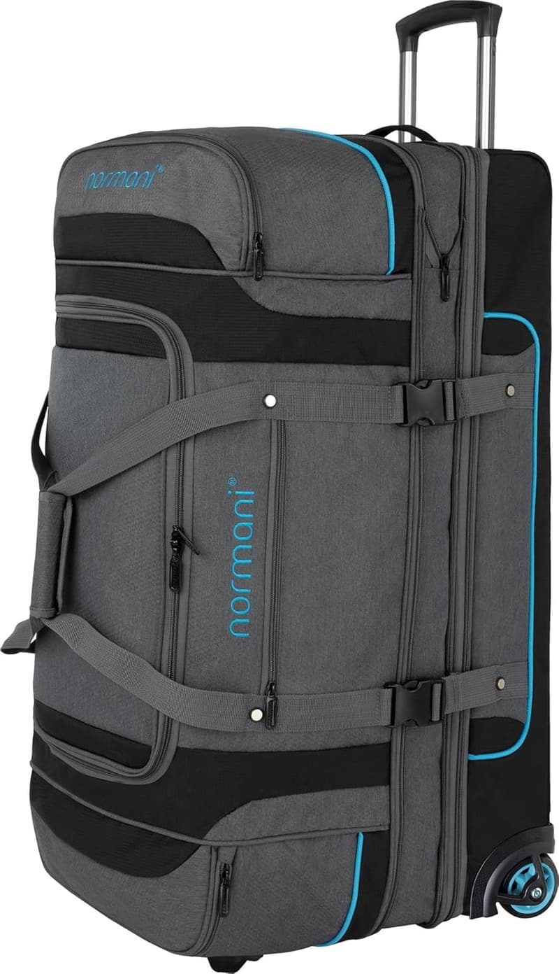 Erweiterbarer 2-Rad Trolley 120-150 Liter für Reisen in Grau/Blau