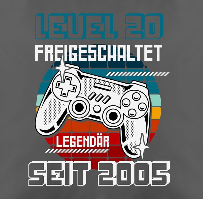 Kissenbezug 20. Geburtstag - Level 20 - grau, 50 x 50 cm