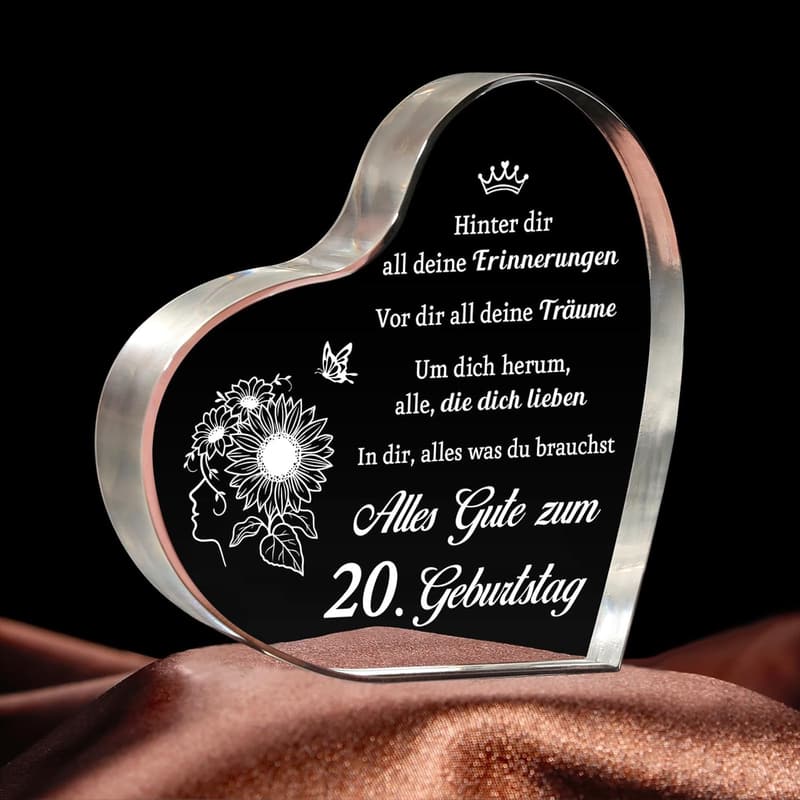 Acryl Herz Tischschmuck zum 20. Geburtstag für Frauen