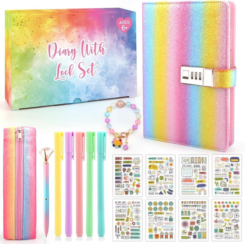 Geheimes Tagebuch mit Schloss für Mädchen, ideales Geschenk zur Einschulung