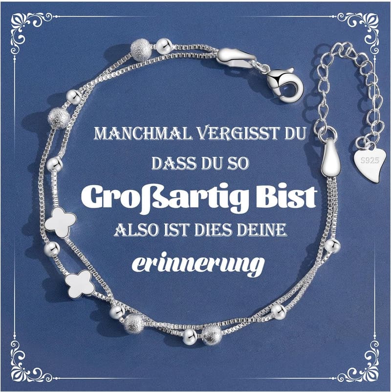 Sternen-Armband mit Kleeblatt und Glocke für Frauen und Mädchen