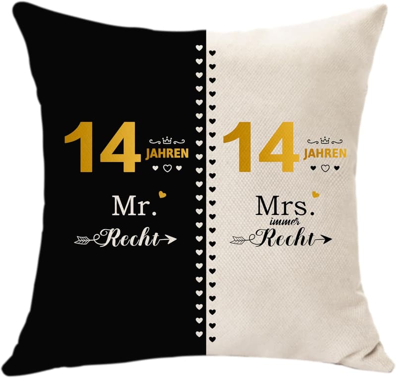 14. Jahrestag Kissenbezug Geschenk für Paare