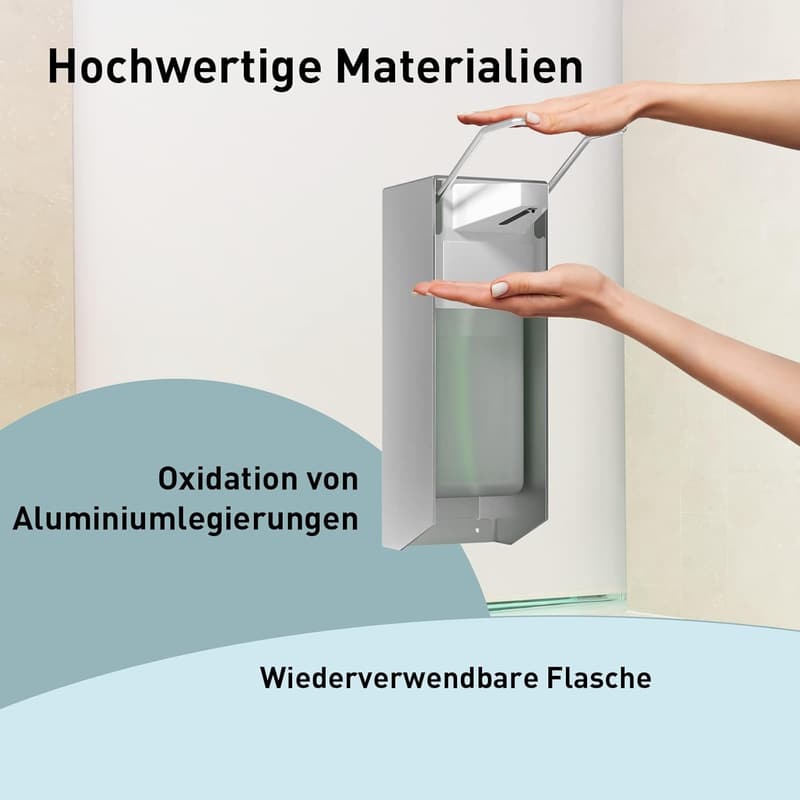 Wandseifenspender aus Aluminium für Desinfektionsmittel, 500 ml