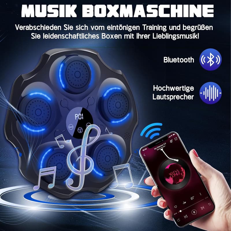 LED Musik-Boxmaschine mit Boxhandschuhen – Geschenk für Erwachsene und Kinder