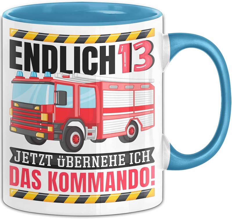 13. Geburtstag Tasse für Feuerwehr-Fans - jetzt 13! (Blau)