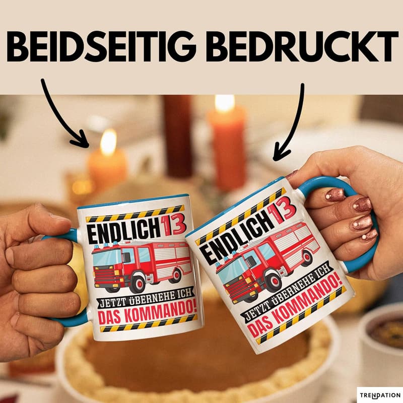 13. Geburtstag Tasse für Feuerwehr-Fans - jetzt 13! (Blau)