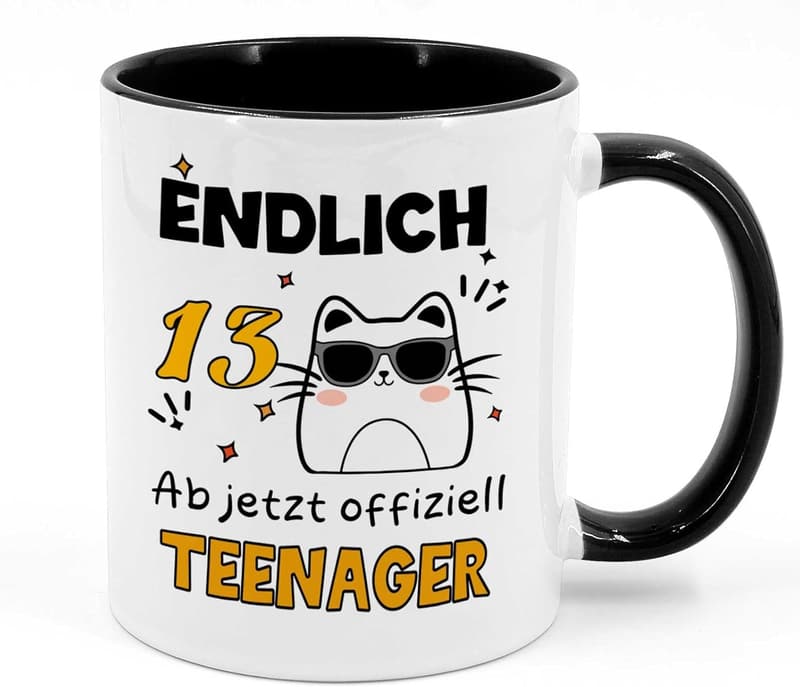 Kaffeetasse zum 13. Geburtstag für Teenager – Keramik, mit Spruch