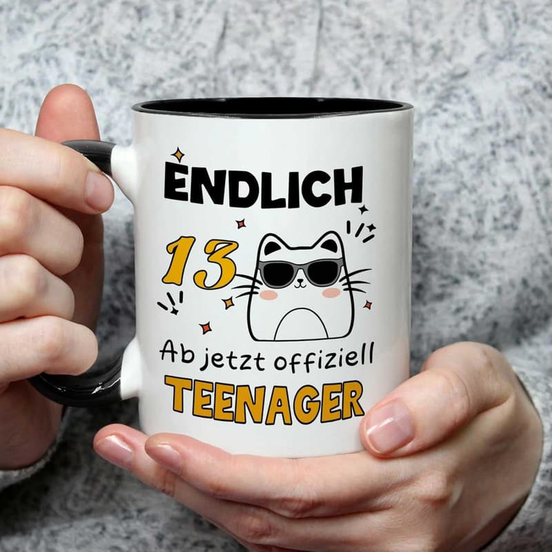 Kaffeetasse zum 13. Geburtstag für Teenager – Keramik, mit Spruch