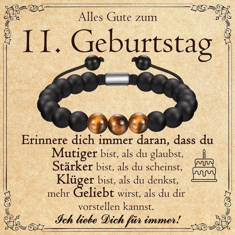 Armband aus Tigerauge für Jungen zum 11-21. Geburtstag